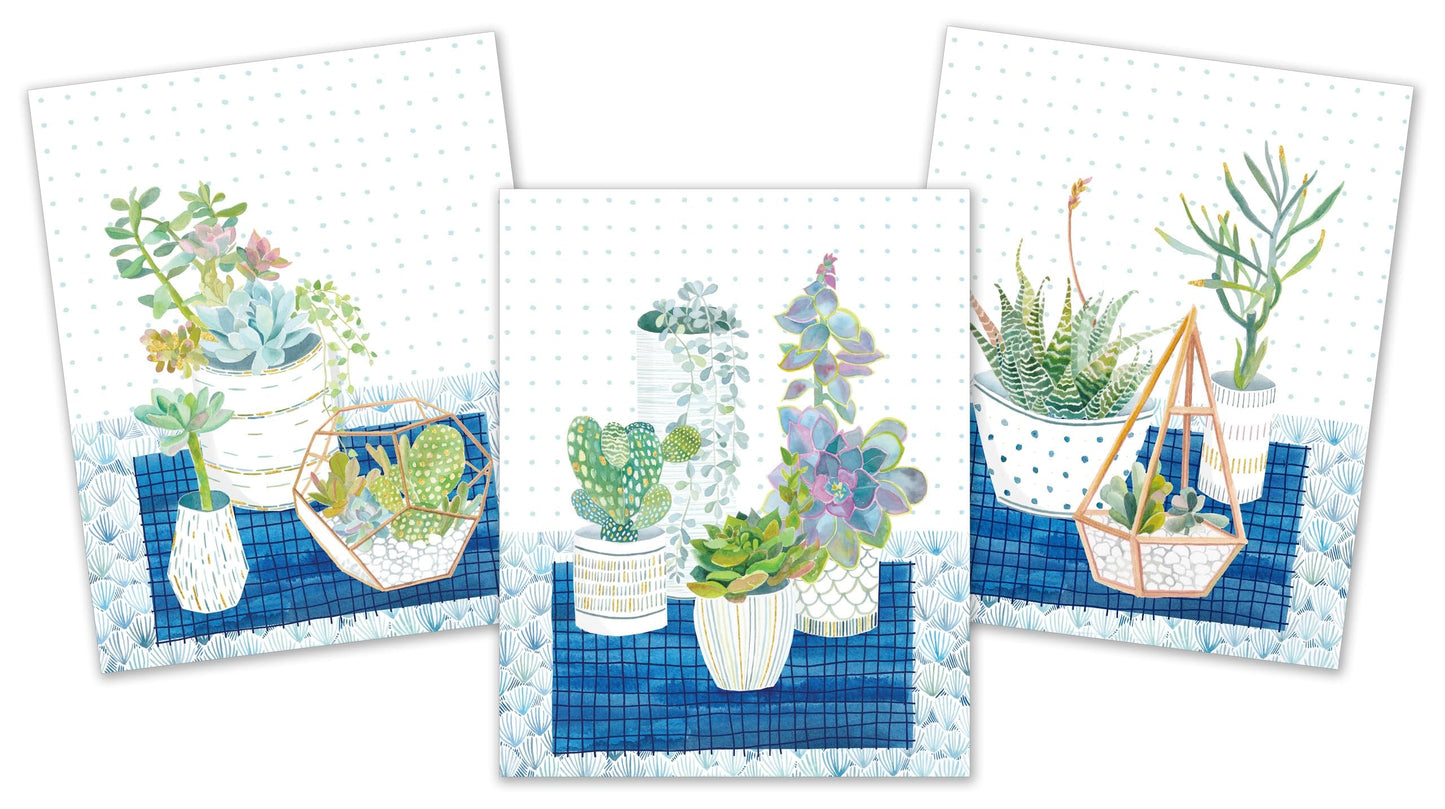 Succulents Art Prints (Ready to frame. Set of 3 quality prints with foil accents.)) by Inc. Peter Pauper Press
