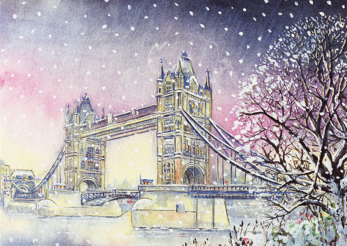 Tower Bridge in Winter Deluxe Boxed Holiday Cards (20 Cards, 21 Self-Sealing Envelopes) (Small Boxed Holiday Cards) by Peter Pauper Press