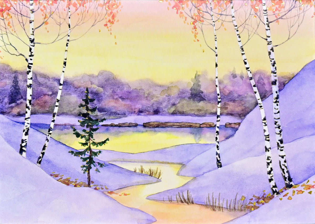 Winter Sunrise Deluxe Boxed Holiday Cards (20 Cards, 21 Self-Sealing Envelopes) by Peter Pauper Press