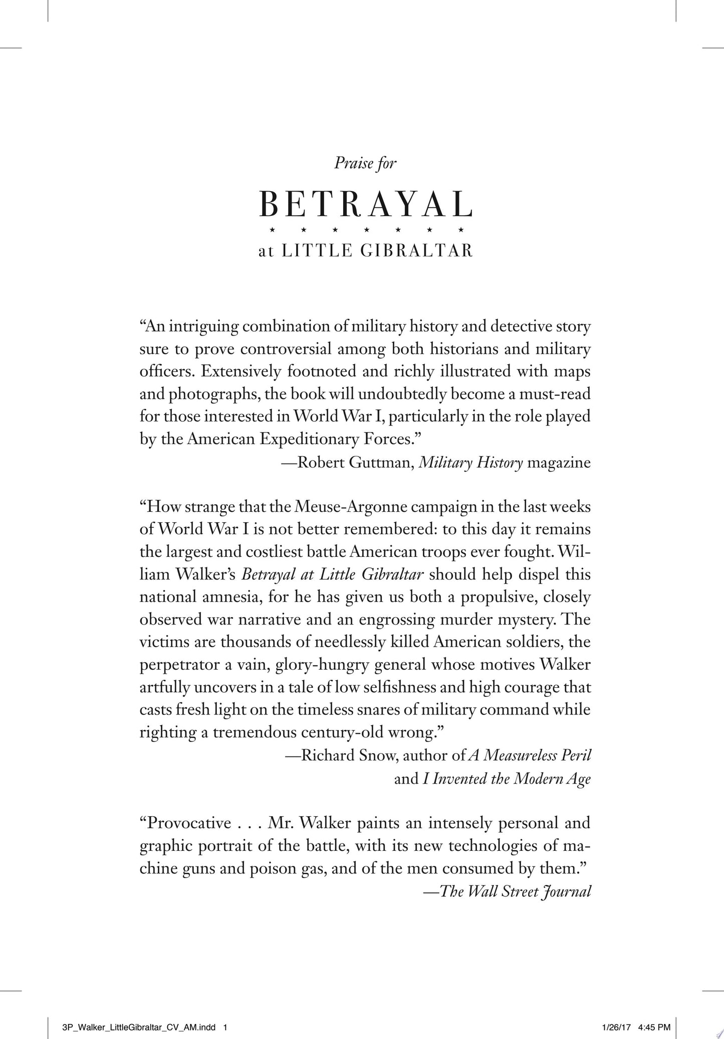 Betrayal at Little Gibraltar A German Fortress, a Treacherous American General, and the Battle to End World War I by William Walker