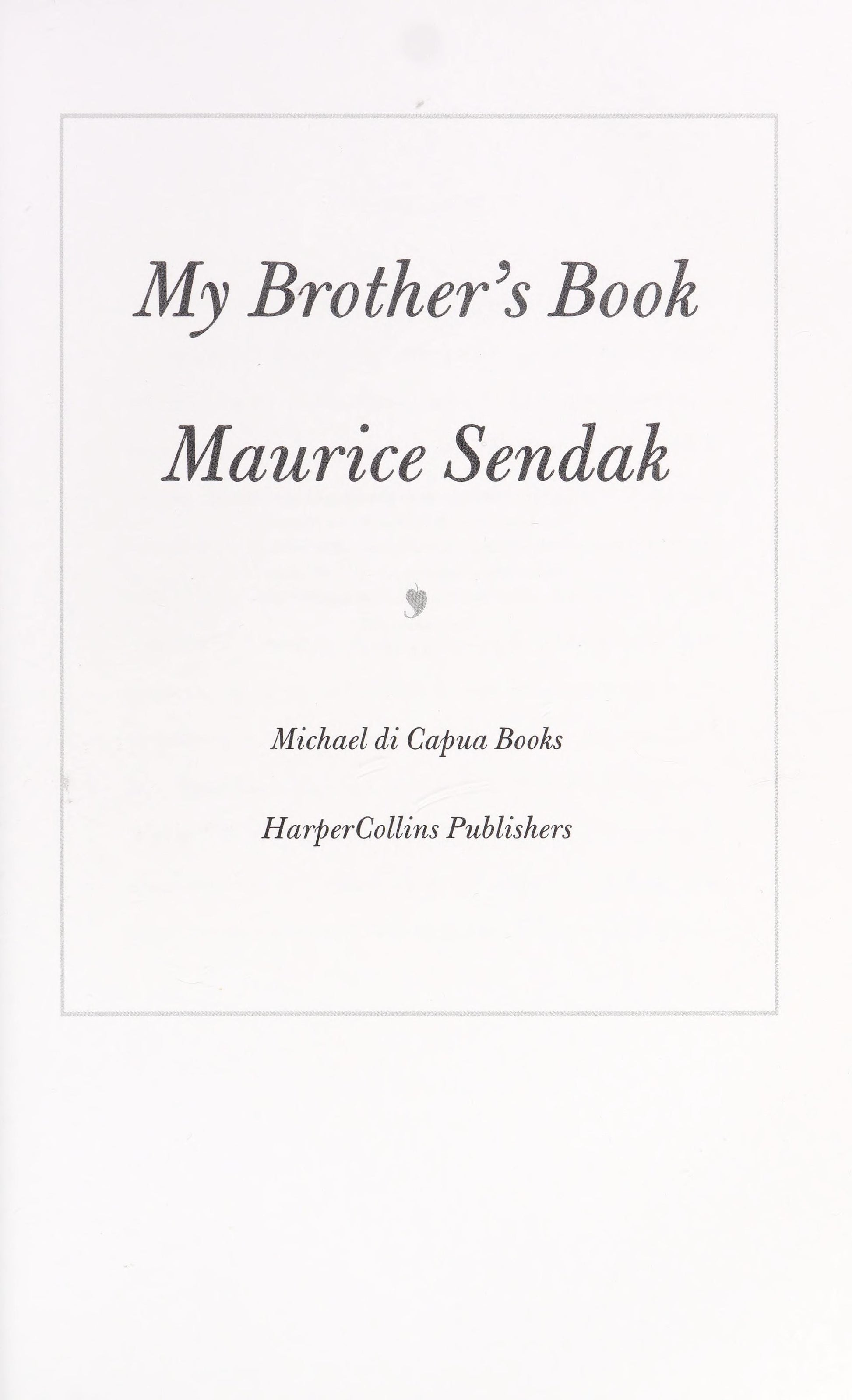 My Brother's Book by Maurice Sendak-NEW-The Book Connection-HarperCollins Publishers Limited