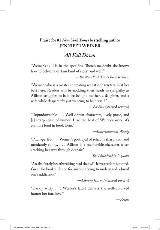 All Fall Down A Novel by Jennifer Weiner - USED