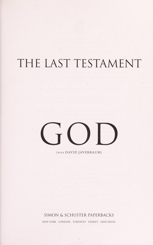 The Last Testament A Memoir by God,David Javerbaum - USED
