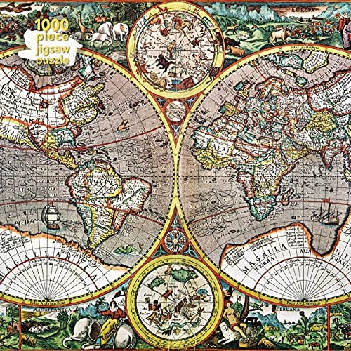 Adult Jigsaw Puzzle Pieter Van Den Keere: Antique Map of the World 1000-Piece Jigsaw Puzzles by Flame Tree Studio Flame Tree Publishing