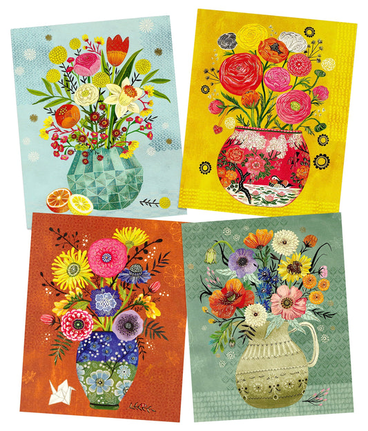 Floral Vases Art Prints (Ready to frame. Set of 4 prints.) by Peter Pauper Press,Inc.