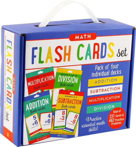 MATH FLASH CARD SET Addition, Subtraction, Multiplication, and Division Four-deck Set by Peter Pauper Press