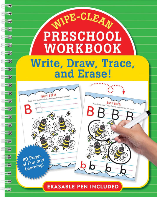 Wipe-Clean Preschool Workbook - Pre-K Practice for Letters, Numbers, and Fine Motor Skills Write, Draw, Trace, and Erase! by Peter Pauper Press