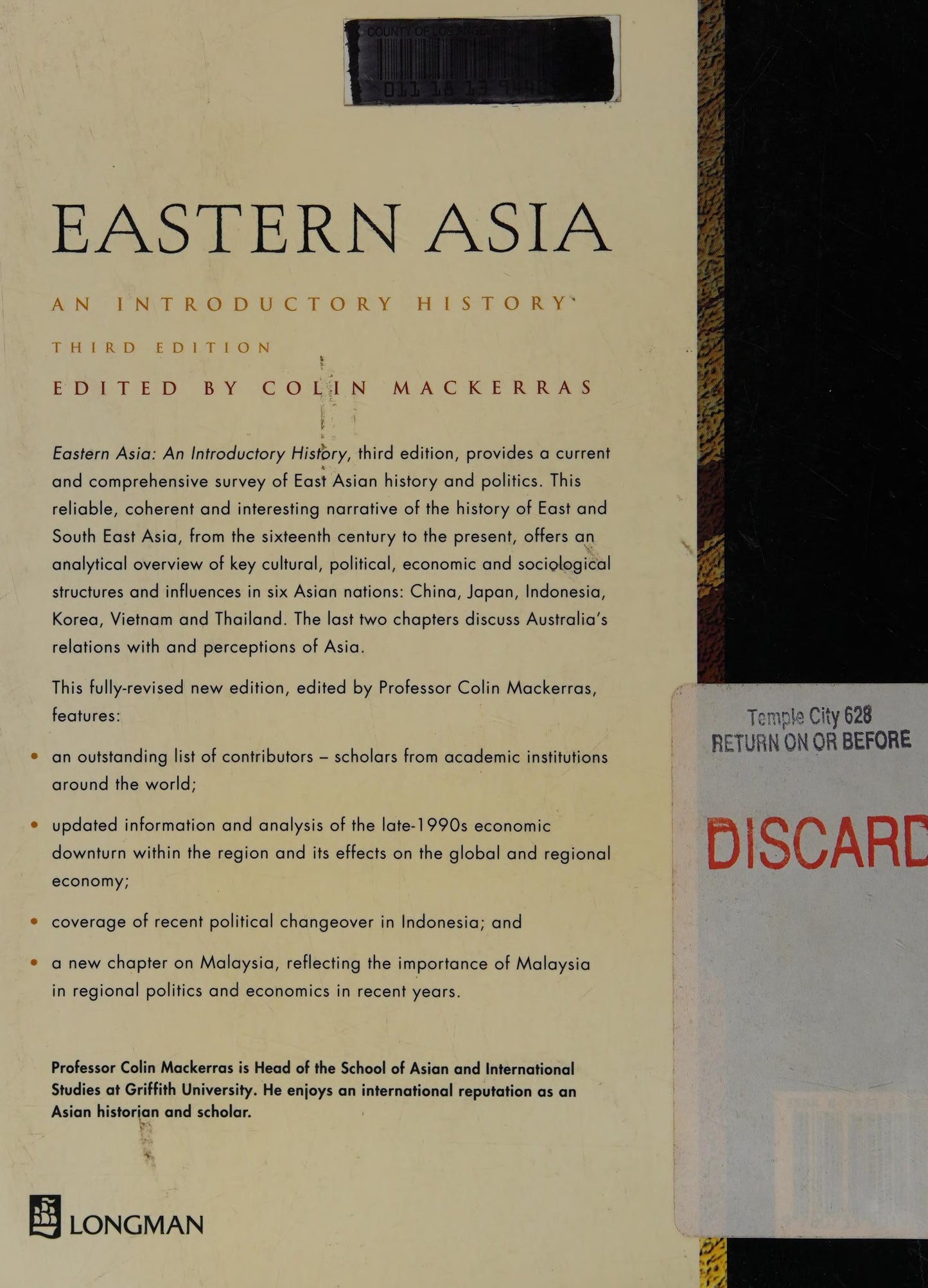 Eastern Asia An Introductory History by Colin Mackerras